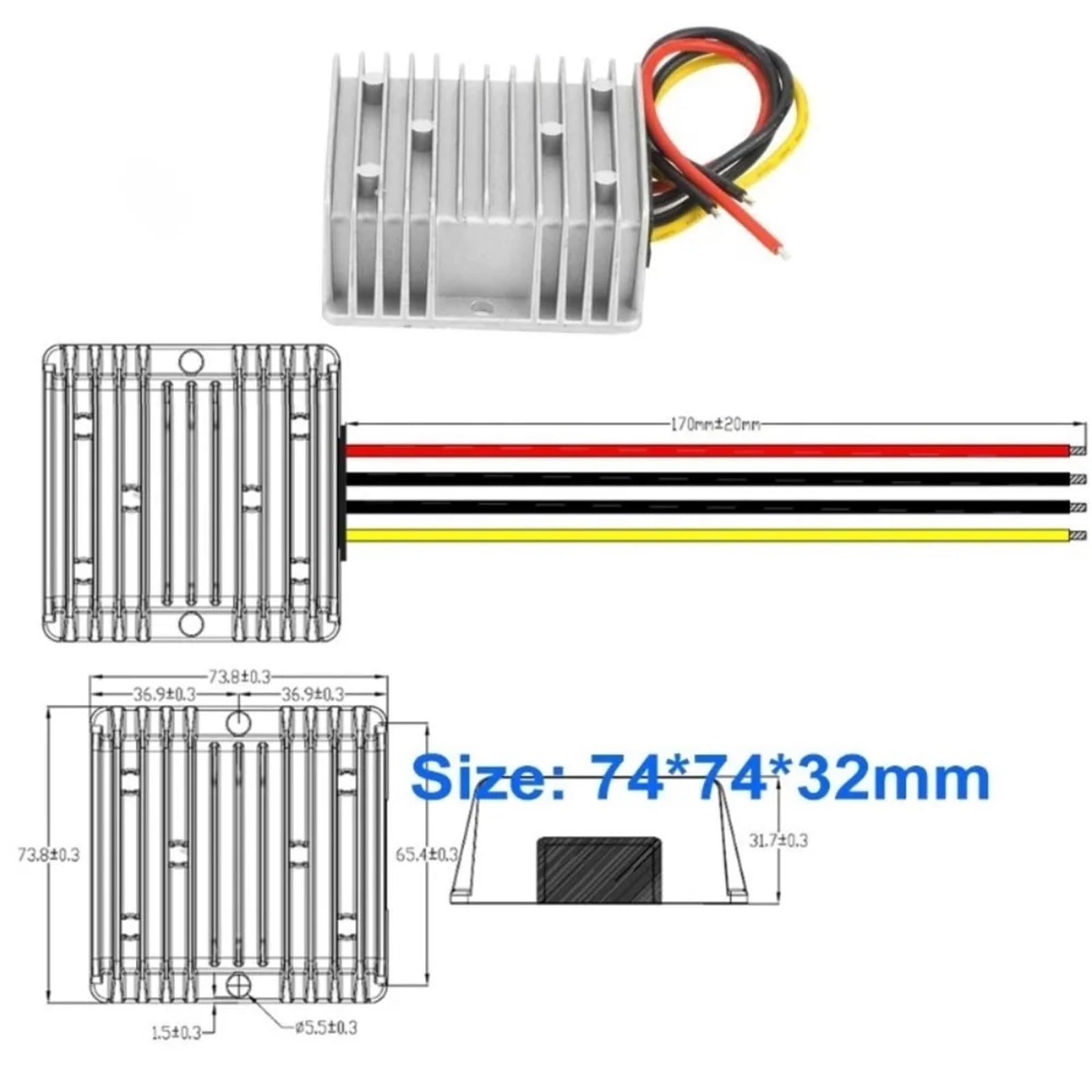 8-40V 12V 24V to 13.8V 5A 10A 15A 20A DC DC Boost Converter Regulator Power Step-Up Step-Down Voltage Stabilizer(8-40V to 13.8V 10A)