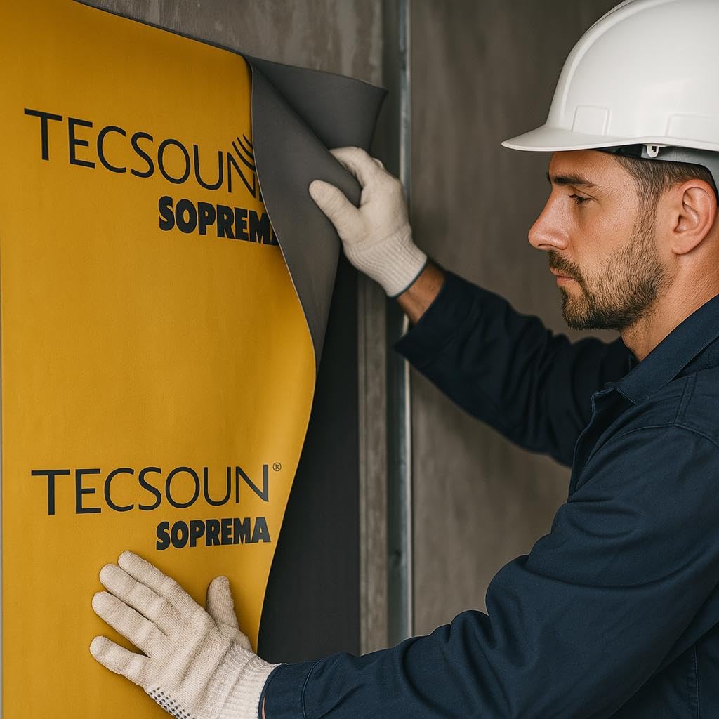 Lamina Fonoisolante TECSOUND Adesivo Foglio da 100x120 isolamento Acustico Professionale - Riduce Rumori Aerei e Impatti Ideale per Pareti, Pavimenti, Soffitti, Cartongesso, Studio, Casa (120 cm)