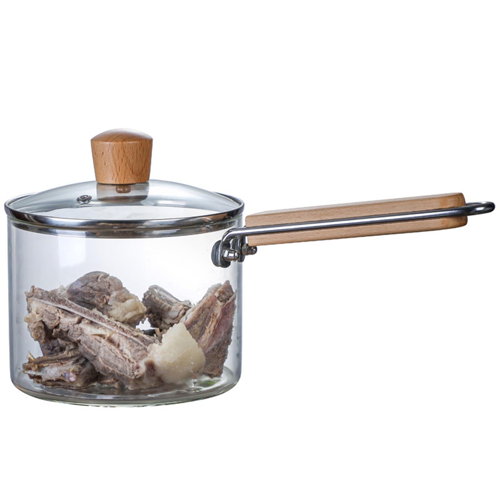 Zykuosus Borosilicate Glass Stew Pot with Lid Heat Resistant Soup for Stove Instant Noodle Cooking Milk and Vegetabl(2000ml)