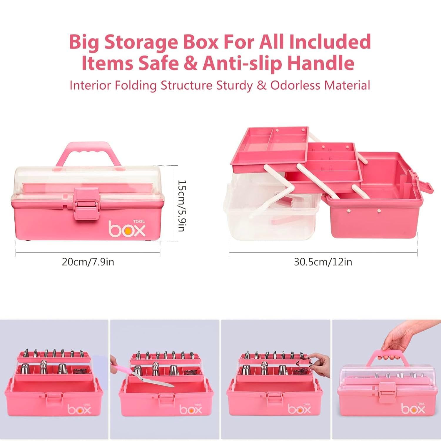 Tingjia Kit di strumenti per decorare torte: 274 accessori da forno con custodia, set di sac à poche e punte per glassa, set per cupcake, biscotti, glassa, fondente, panetteria, per adulti e