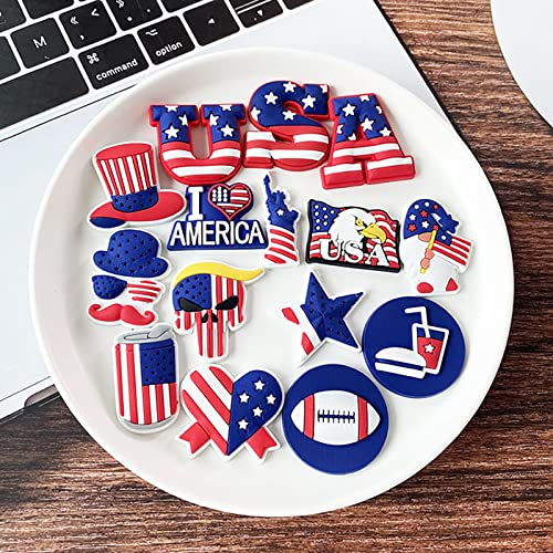 15 Pcs American Flags Croc Charms Patriotic Croc Pins Independence Day Shoe Decoration Charms For Boys Girls Teens Usa Patriotism Charms For Croc Bracelet Band Clogs 4Th Of July Shoe Decors #TOP1