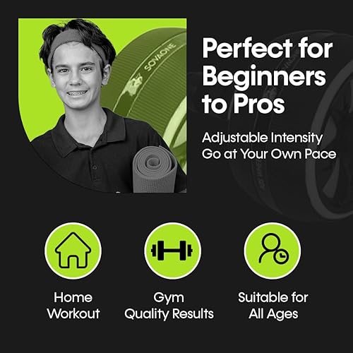 Miniatura 7 de Rueda de rodillo AB con alfombrilla de rodilla, banda elástica y cuerda de saltar