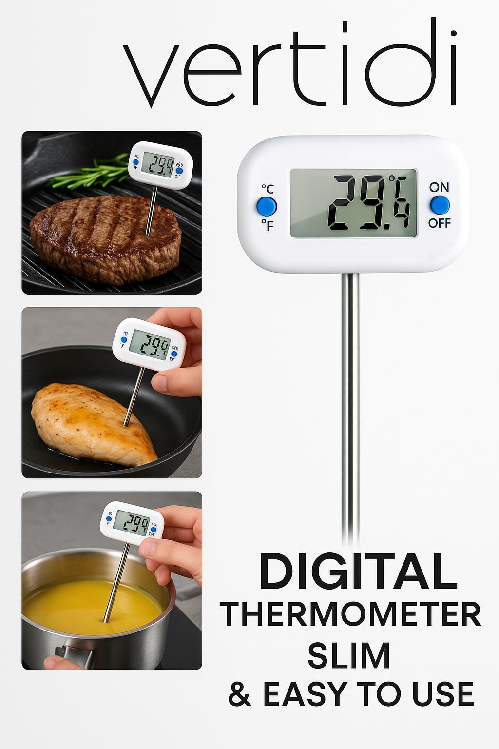 Termómetro digital para carne, líquidos y alimentos