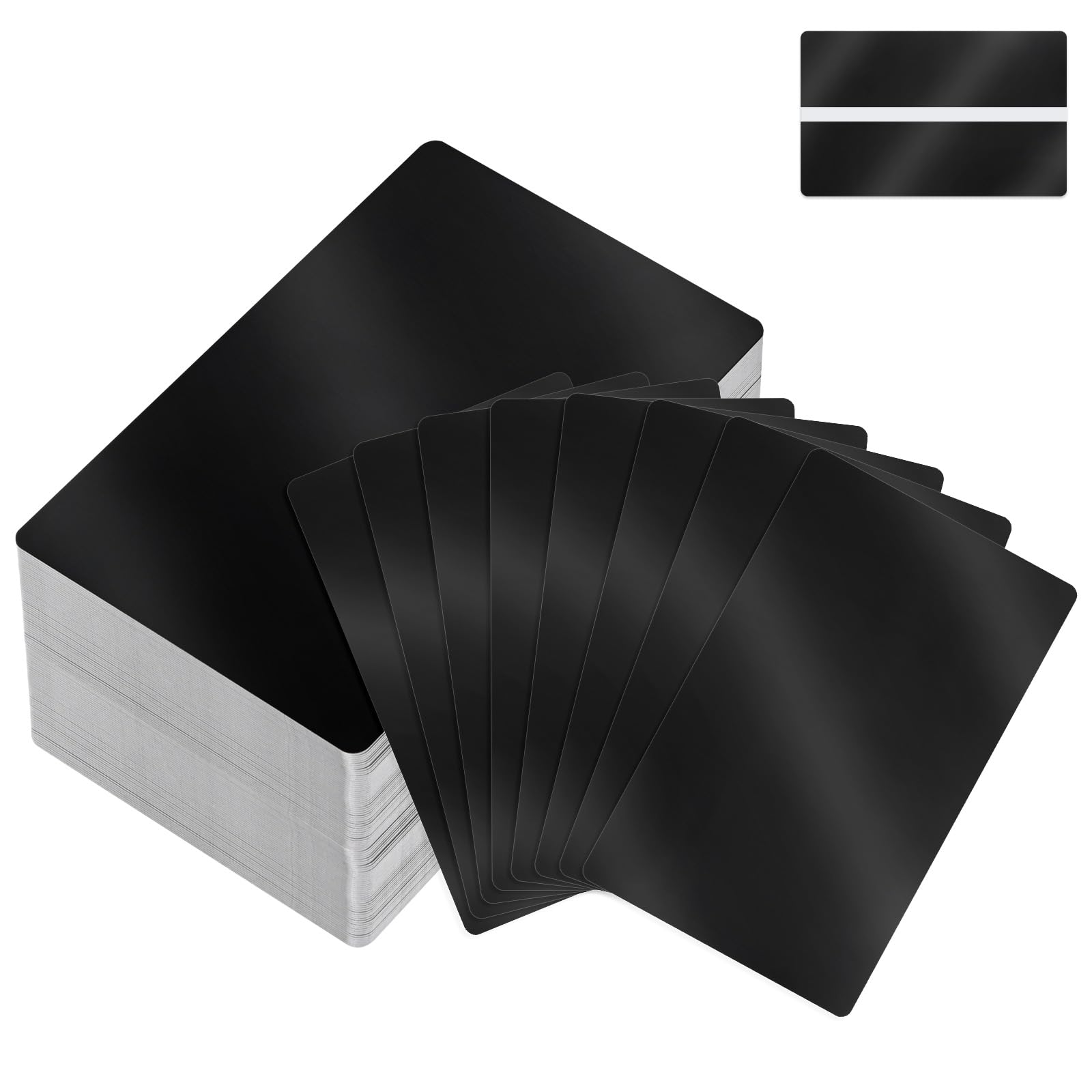 M METERXITY 100-Pack Blank Business Cards Metal for CNC Engraver, 3.4"x2.1"x0.45mm Laser Engraving Blank Aluminium Sheet for Personalized/Customer DIY Gift/Name Plate/Office/Home [Black]