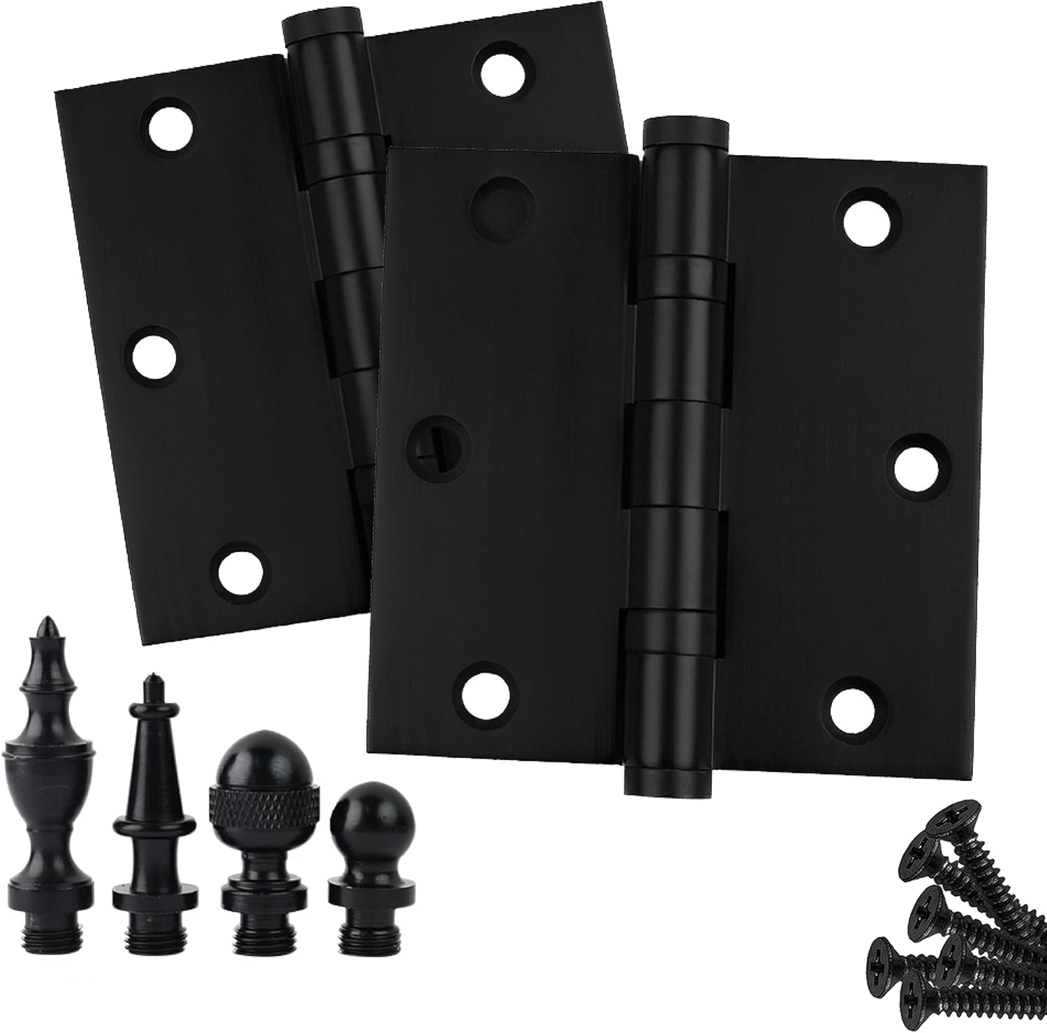 EMBASSY Door Hinge Solid Brass - 3.5 x 3.5 Inch, Heavy Duty, Black, Ball Bearings, Rust Resistant Pin, Architectural Designer Grade, Home Improvement, 2 Pack