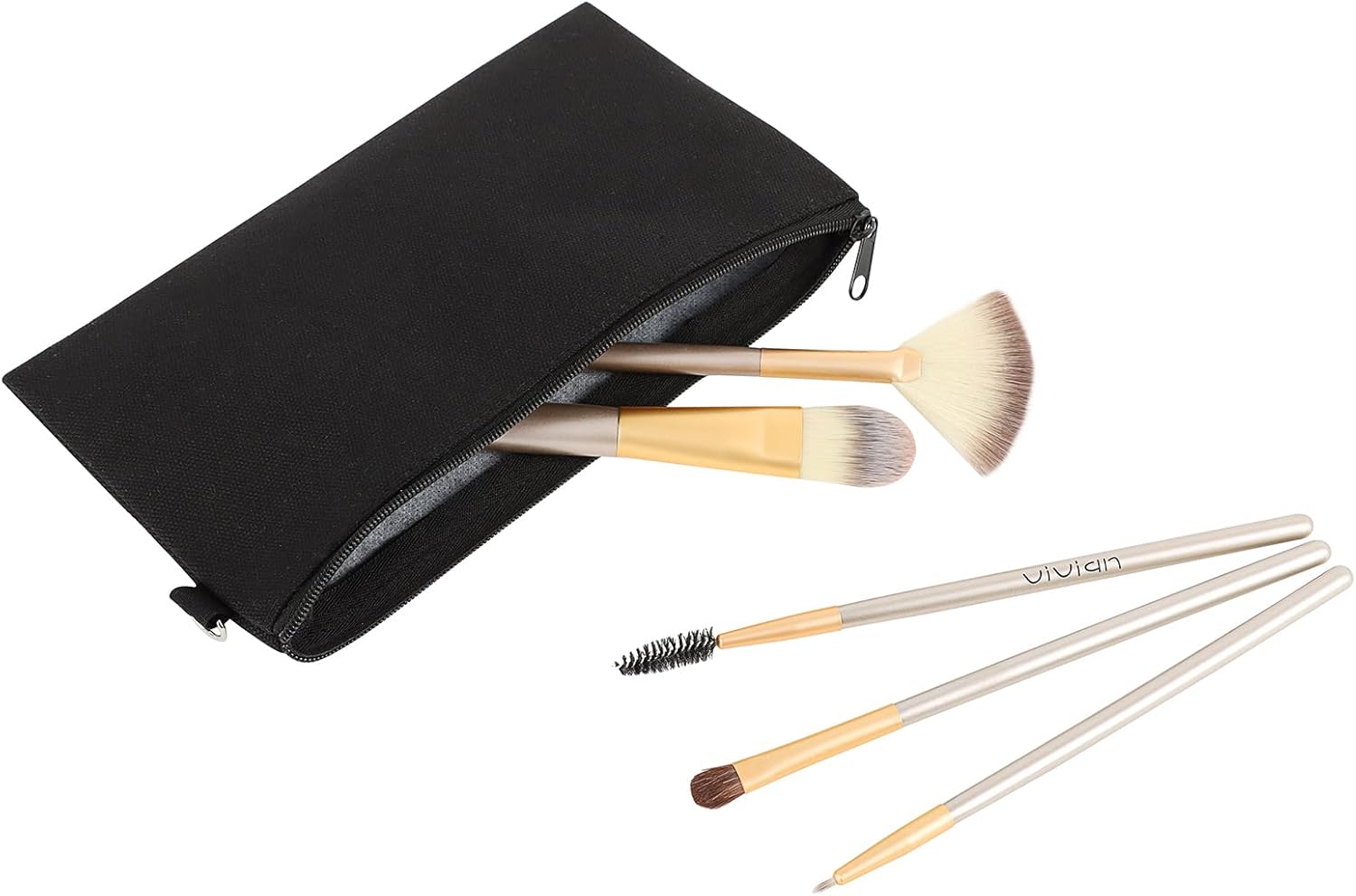 Muka 60 Pack Canvas Zipper Pouch Cosmetic Makeup Bag Travel Toiletry - Black