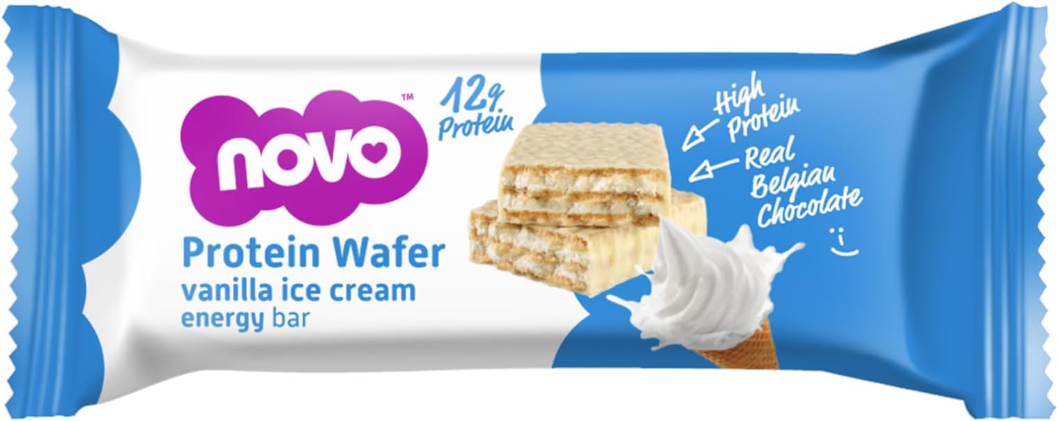 Novo Vanilla Wafer 9g Protein Bar – High Protein Snack, Low Sugar, Guilt-Free Indulgence, Crunchy Wafer Texture – Ideal for Post-Workout, On-the-Go & Healthy Snacking 40g