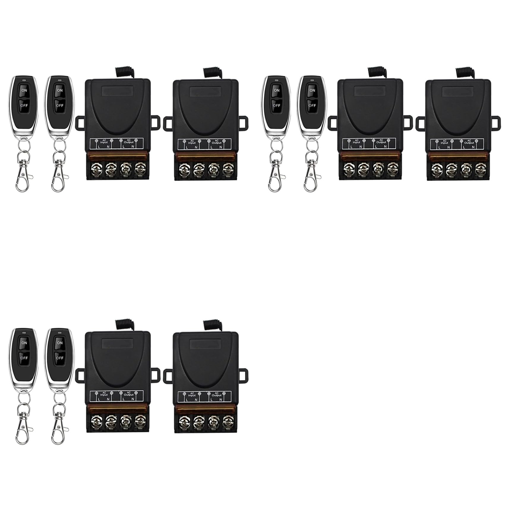 Jnchdghwa Black 6X Ac 220V 30A 433Mhz 1Ch Wireless Remote Control Switch Relay Receiver + On/Off Transmitter