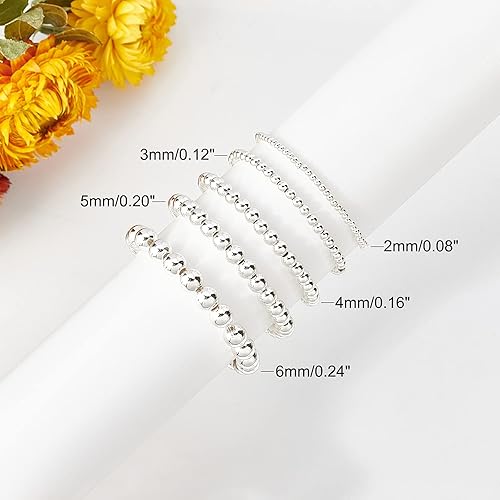 Miniatura 3 de PH PandaHall 5 tamaños de cuentas redondas lisas, 300 cuentas chapadas en plata de 14 quilates, cuentas redondas sin costuras, espaciadores de larga