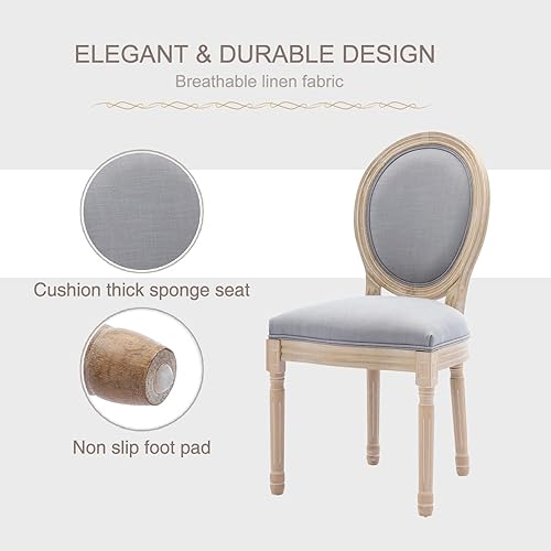 Miniatura 5 de Juego de 4 sillas de comedor francesas tapizadas con marco de madera maciza y tela copetuda, sillas de comedor modernas de madera de caucho de