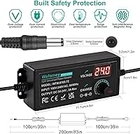 Vista 5 de Fuente de alimentación universal 3V ~ 24V 3A 72W Cargador de adaptador variable ajustable de CA/CC, convertidor de CA a CC de 100 V-240 V