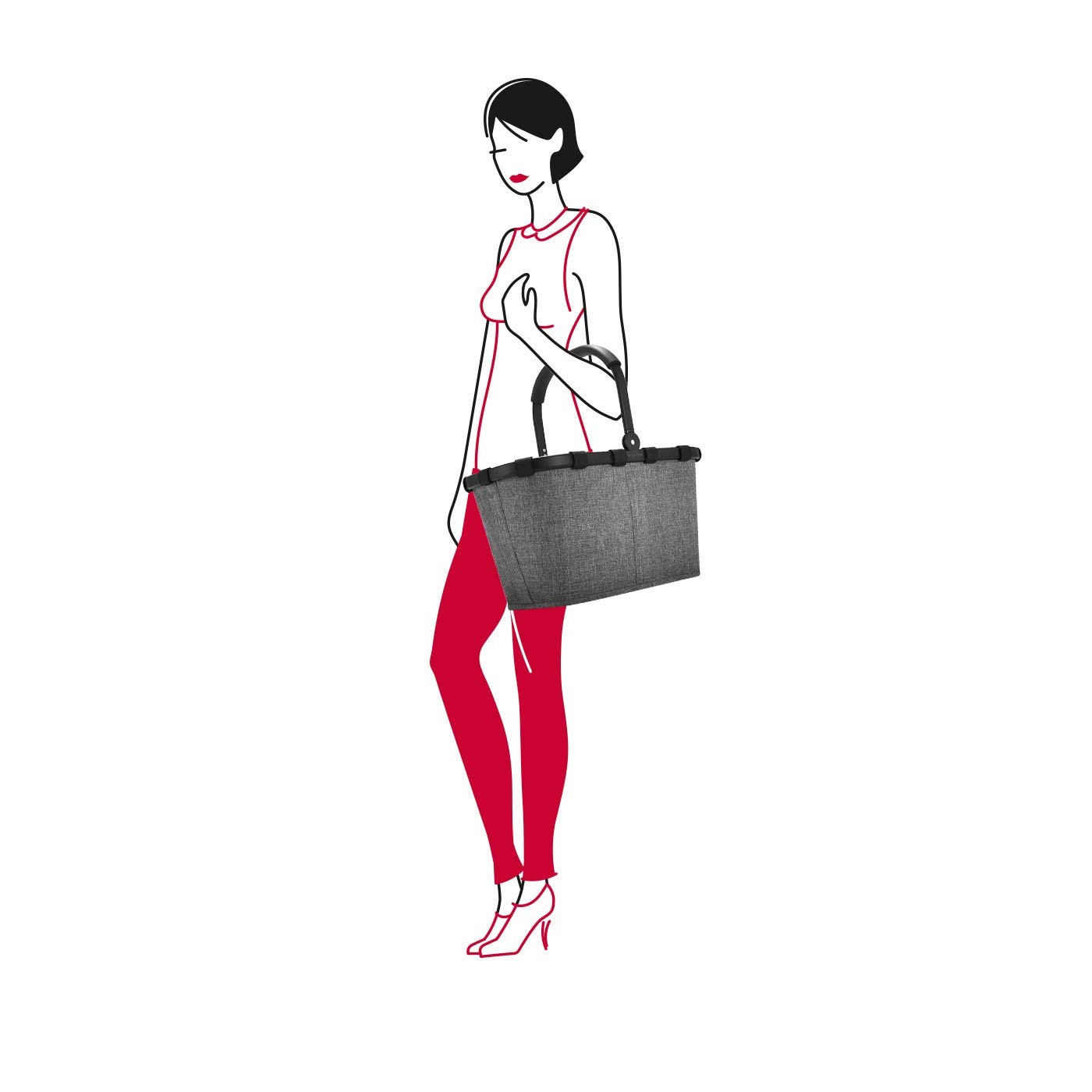 Set carrybag BK, thermocase OY, SBKOY Einkaufskorb mit Kleiner K?hltasche, Twist Silver + Black (70527003)