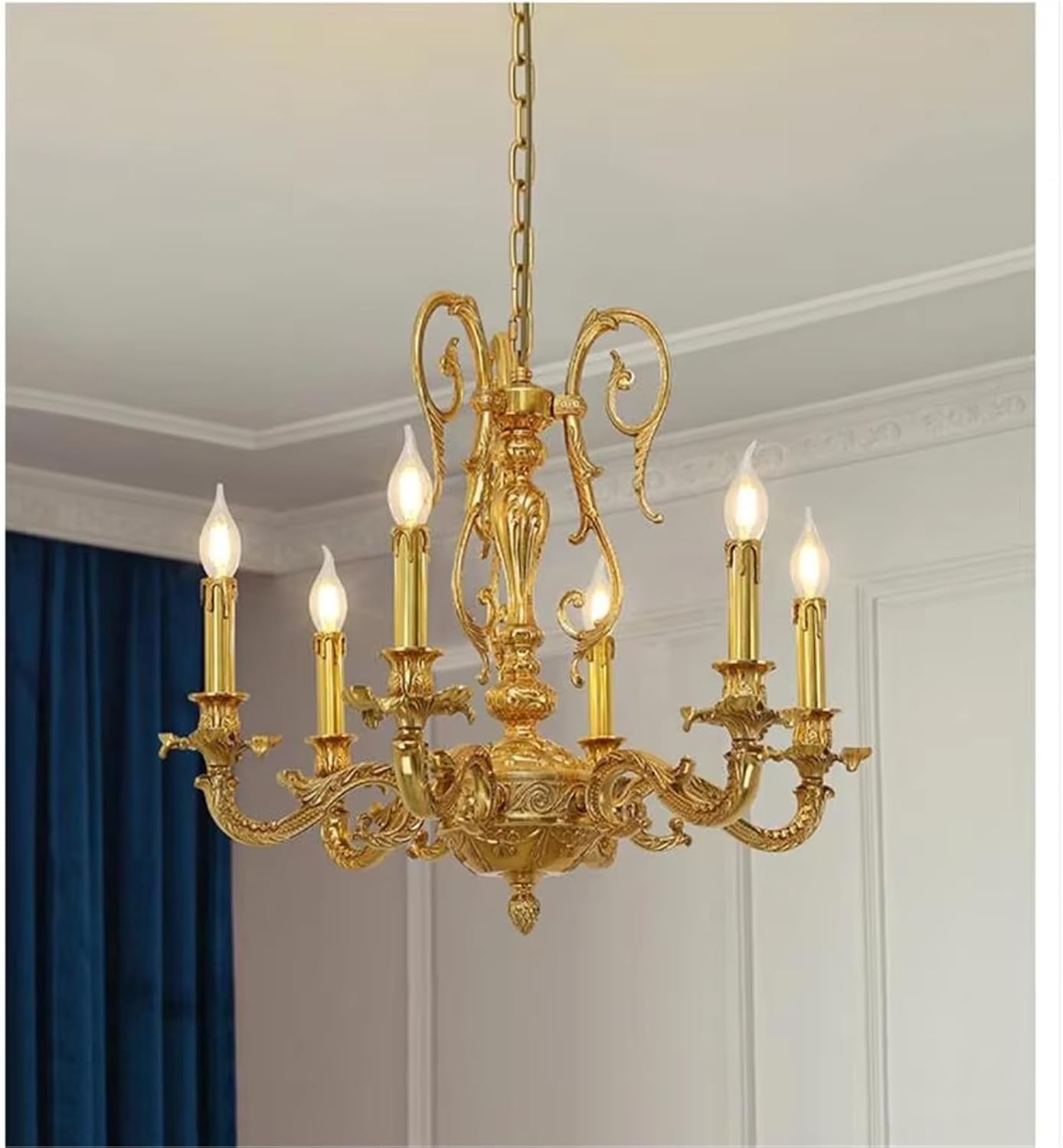 Copper Luxury Pendant Classic Decora Country Style Modern Chandelier for Home D63cm H55cm Candle Style Lighting Home Decoration,for Decoration