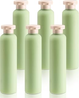 6 Pack 260ml 8.8oz Plastic Squeeze Bottles with Flip Cap Travel Bottles Travel Accessories Green Reusable Refillable Containers for Shampoo and Lotion Soap