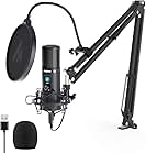Condenser Microphone with One-Touch Mute MAONO AU-PM421 Professional Cardioid Podcast USB Mic 192KHZ/24BIT and Mic Gain Knob for Broadcasting, Recording, Gaming,YouTube