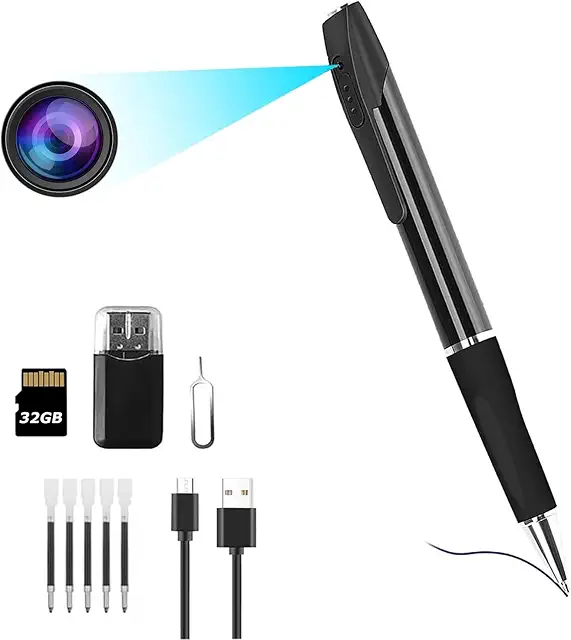 Caméra Stylo Espion 1080P HD - Mini Caméra Cachée avec 90 Min Autonomie