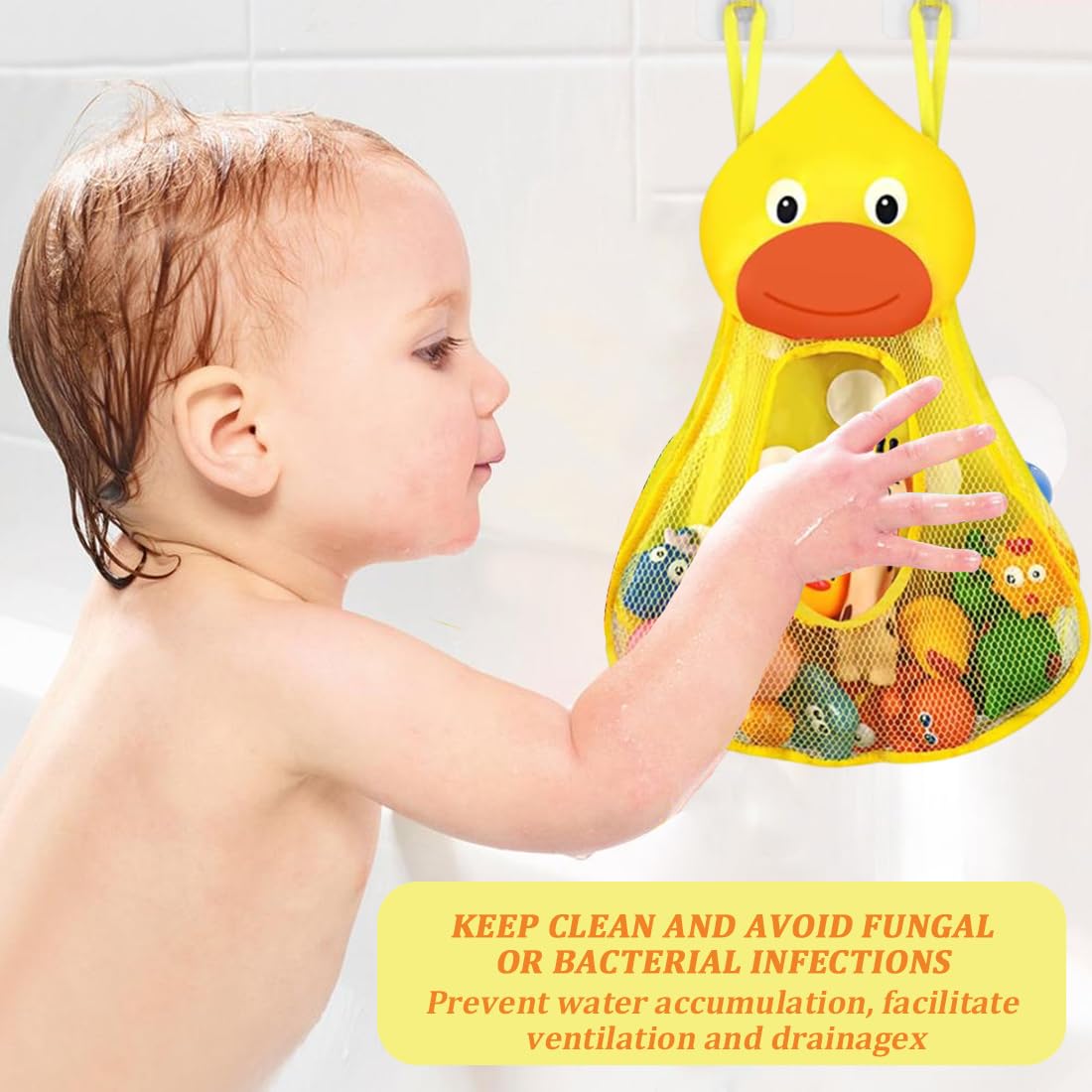 Organizador de Juguete de Baño, Almacenamiento de Juguete de Cuarto de Baño, Bolsa Juguetes Bañera Bolsa de Almacenamiento Soporte con Ventosa