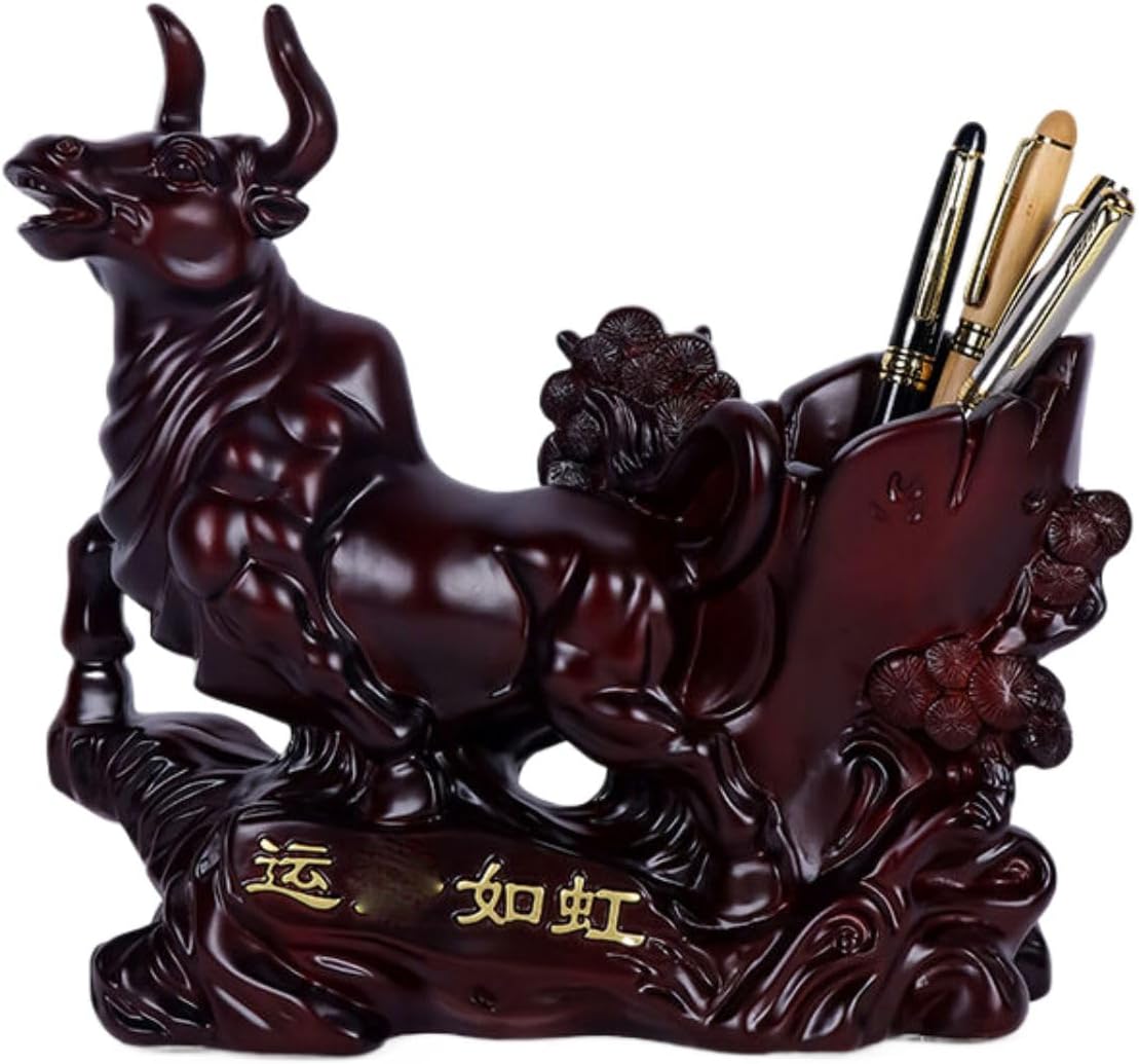 创意笔筒摆件 Feng Shui Home Office Decor Chinese Gifts 办公室桌面收纳盒艺术简约现代大容量送学生老师礼物 7865