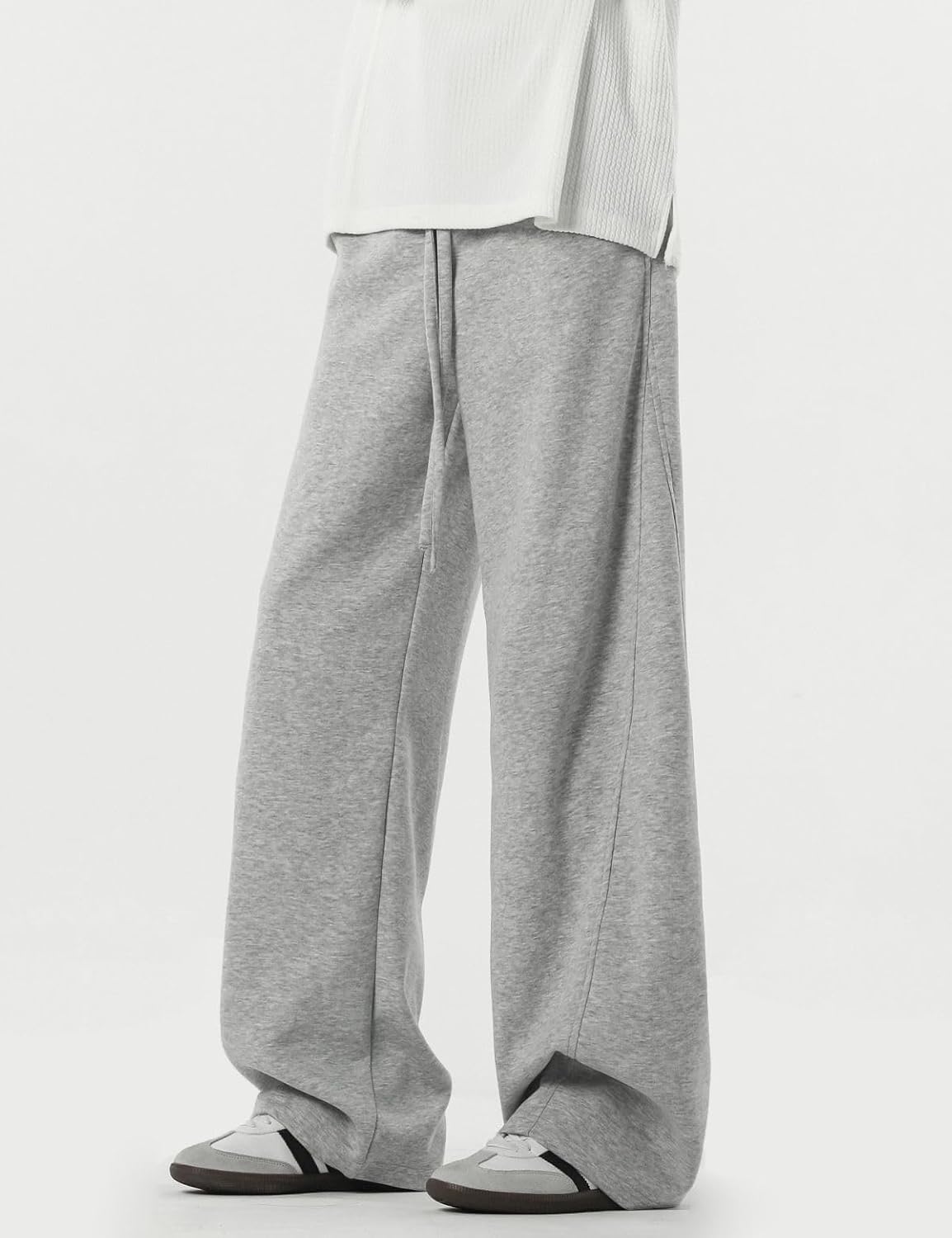 Men's Casual Wide-Leg Gray Sweatpants with Comfortable Loose Fit and Soft Fabric, Perfect for Streetwear