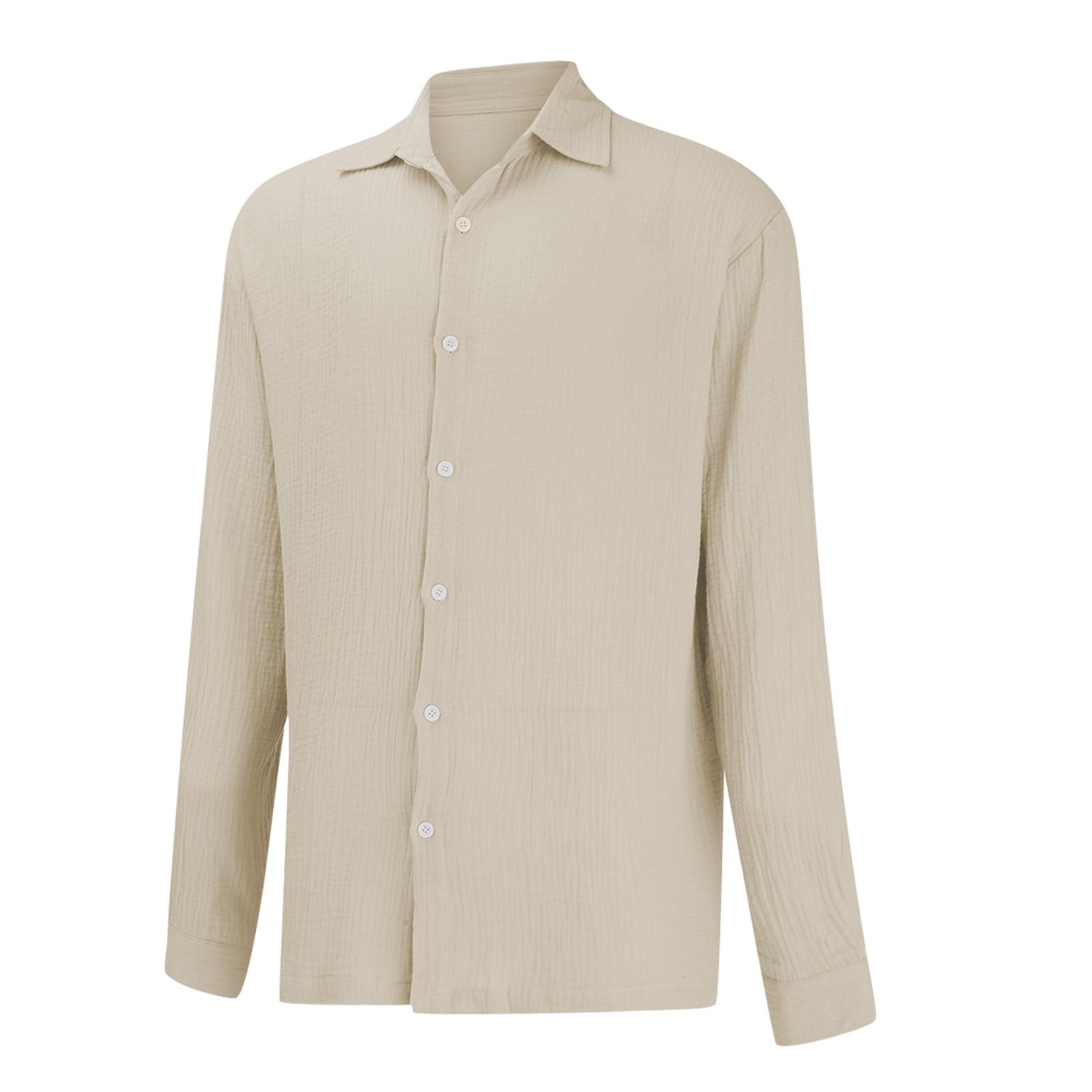 Camicia da uomo a maniche lunghe, taglie grandi, in mussola bottone, leggera, estiva, casual, casual, per il tempo libero, comoda, traspirante, per le vacanze