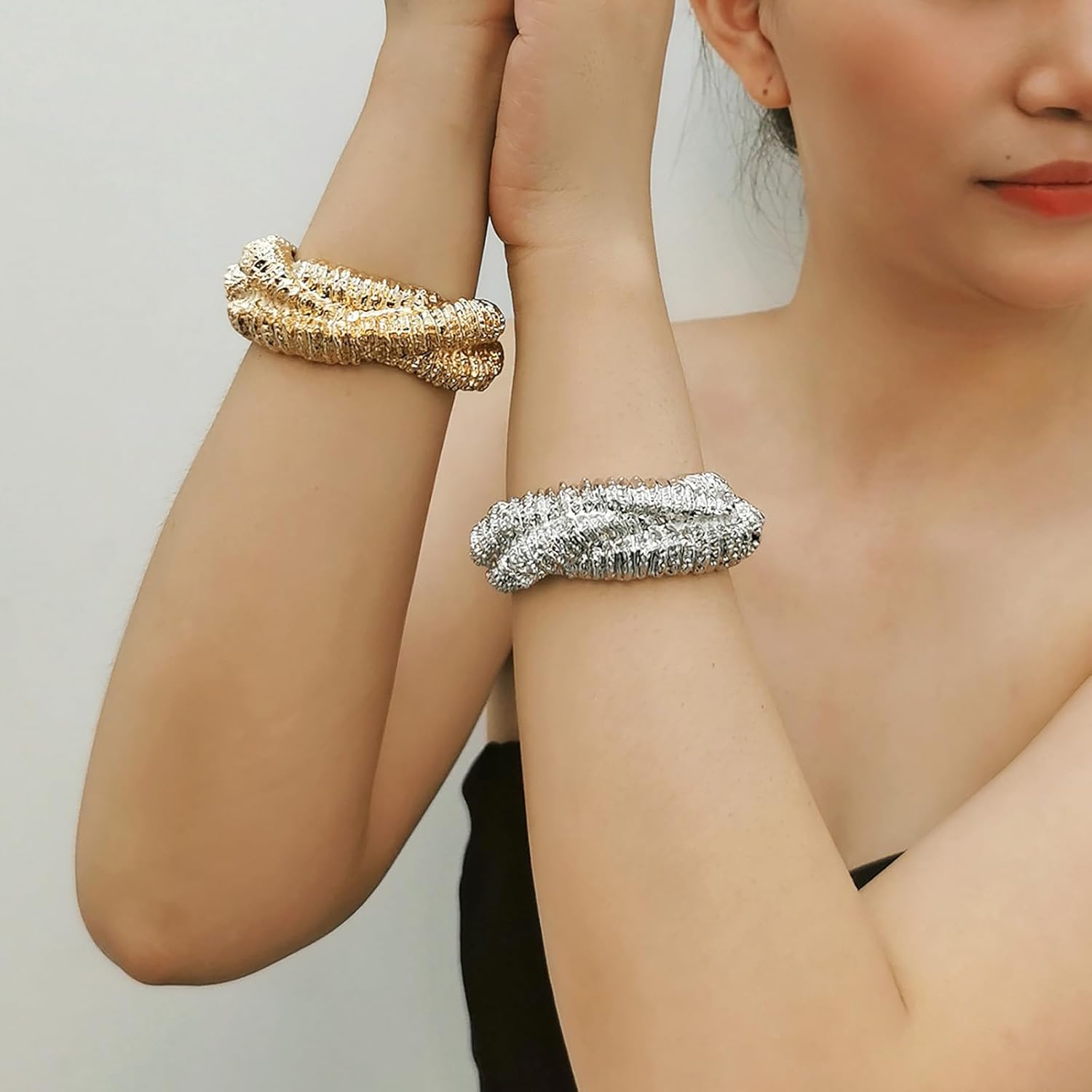 FUNOJOY Chunky Cuff Bracelets for Women Wide Open Bangle Bracelet Wrist Cuff Bracelets Statement Fashion Jewelry - Image 4