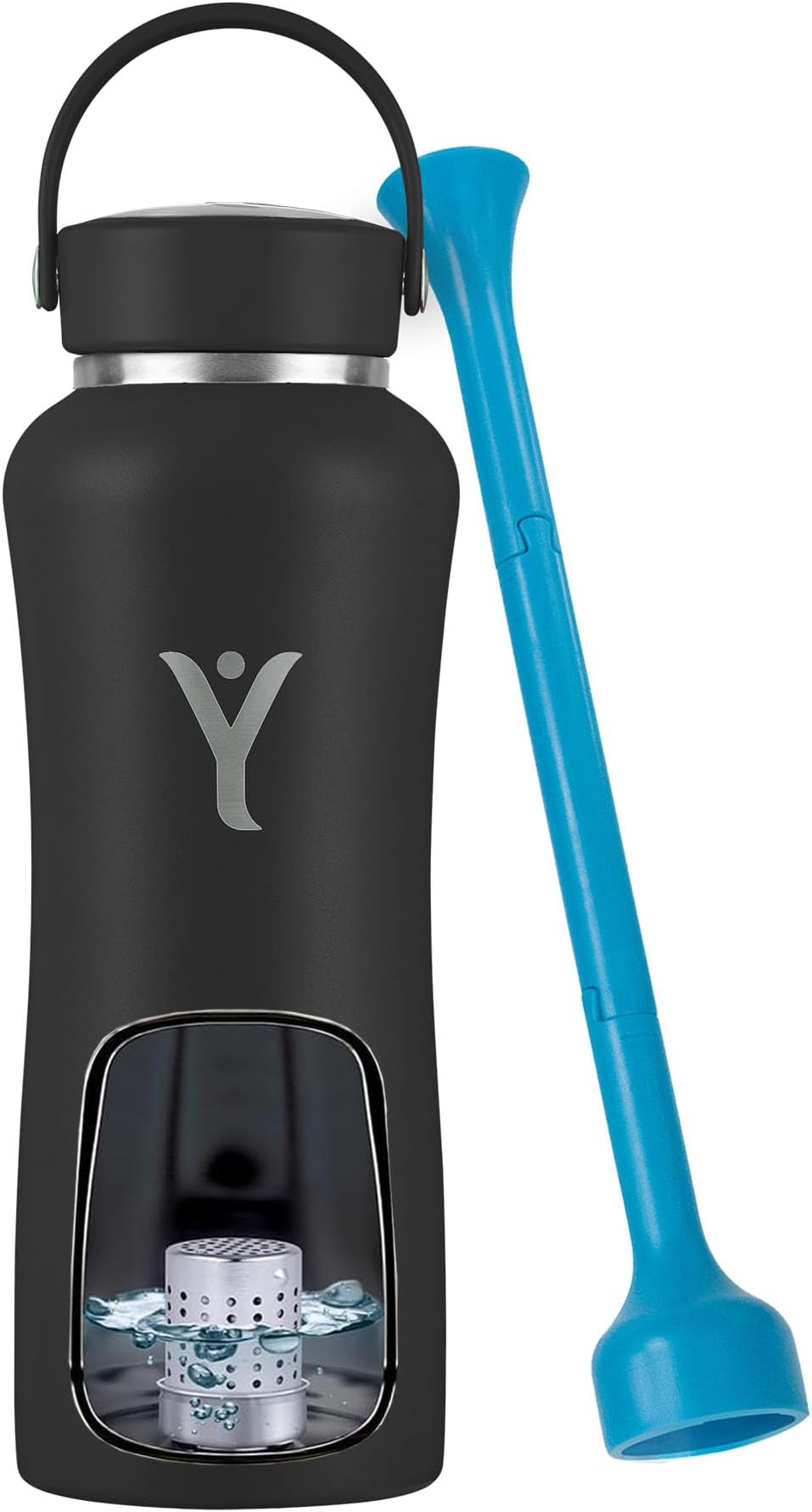 DYLN Hydrogen Water Bottle | Create Hydrating Alkaline Hydrogen-Rich Water Up to 9 pH | Vacuum Insulated Stainless Steel Water Bottle | Keeps Water Cold for 24 Hours | 32 oz, Black