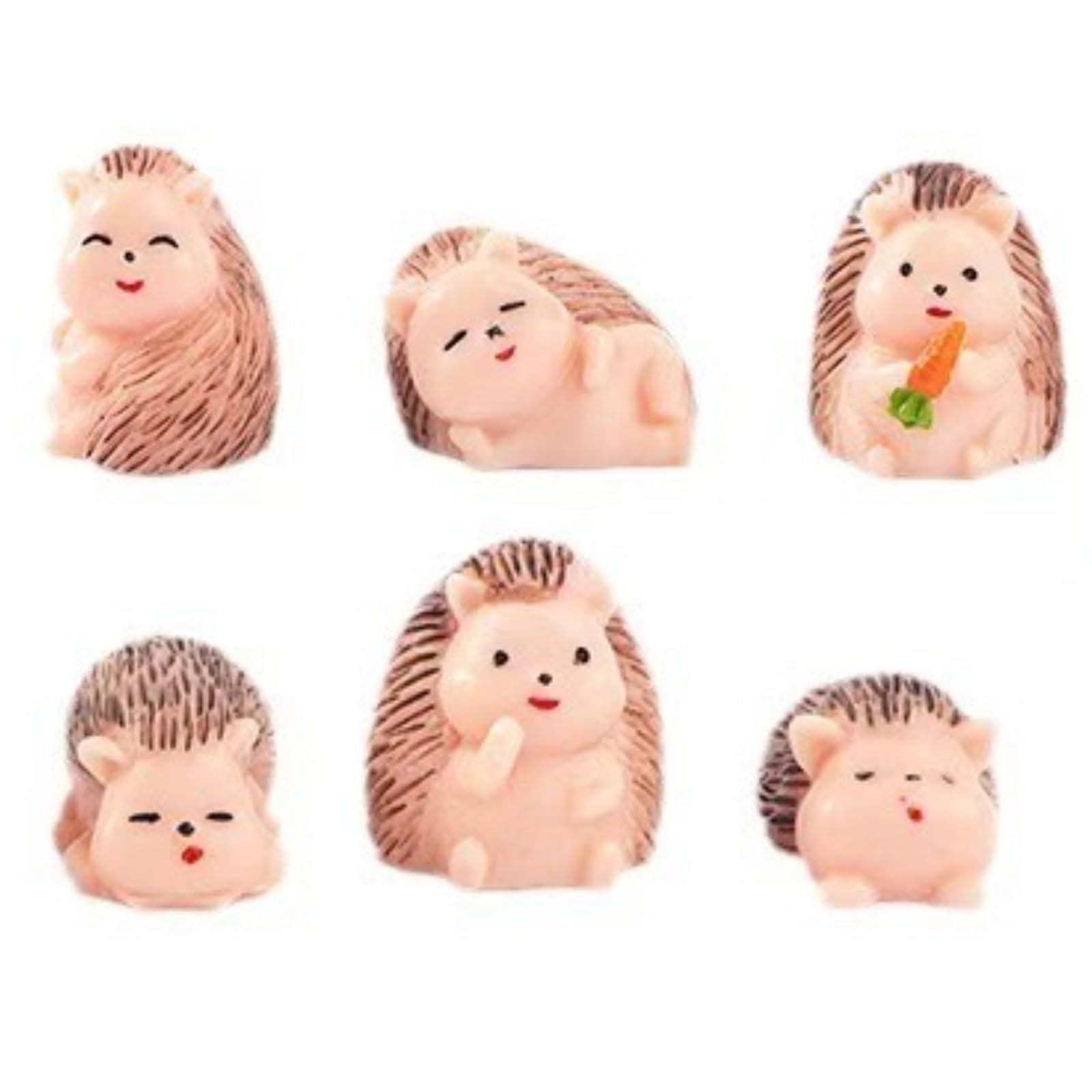 Haohaiblooms 6 Pcs Hedgehog Figurines Collecti Set - Mini Moss Garden Decor, DIY Fairy Landscape Crafts, Resin Home Ornaments, Cute Animal Terrarium Decorations, Ideal Gift for Plant Lovers