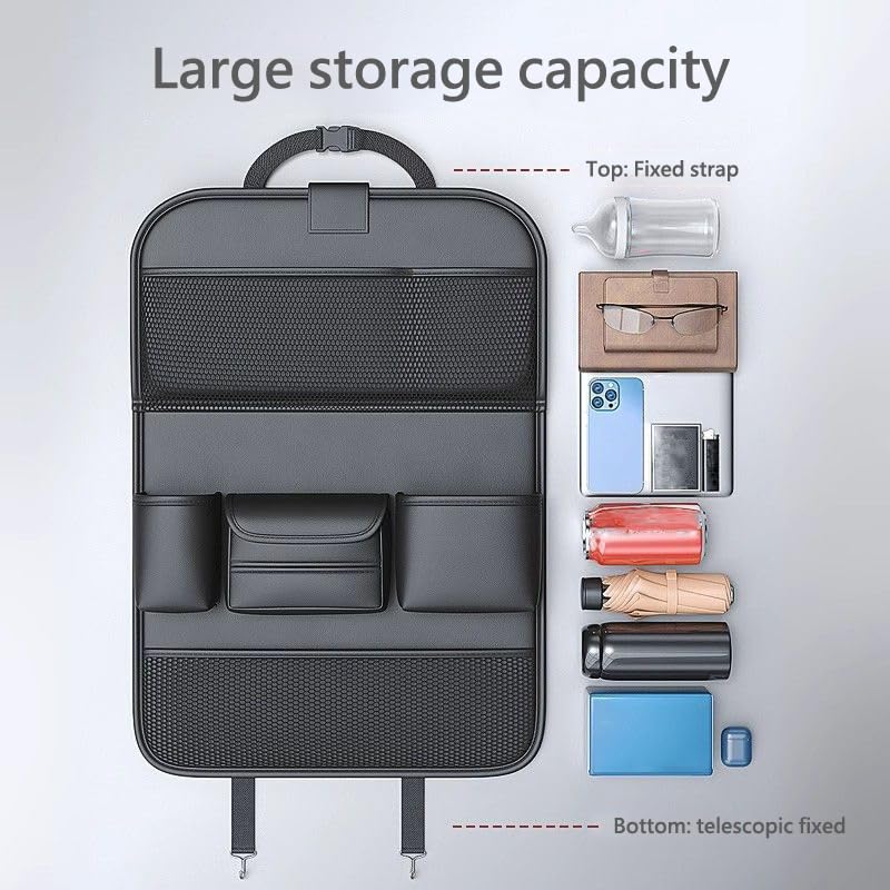 Organizer Sedile Posteriore Auto per Ford Mustang V 2011 2012 2013 2014(2. Generation), Auto Bambini Posteriore con Tavolo Pieghevole, Borsa per Tablet e Molte Tasche