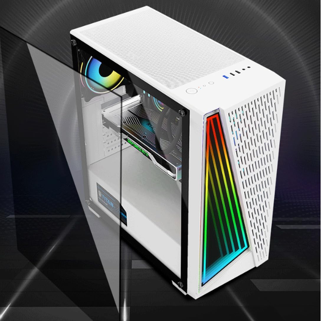 強化ガラス製ミドルタワー型PCケース ATX、ITX、Micro-ATXマザーボード対応 透明サイドパネル 空 【ゴー】