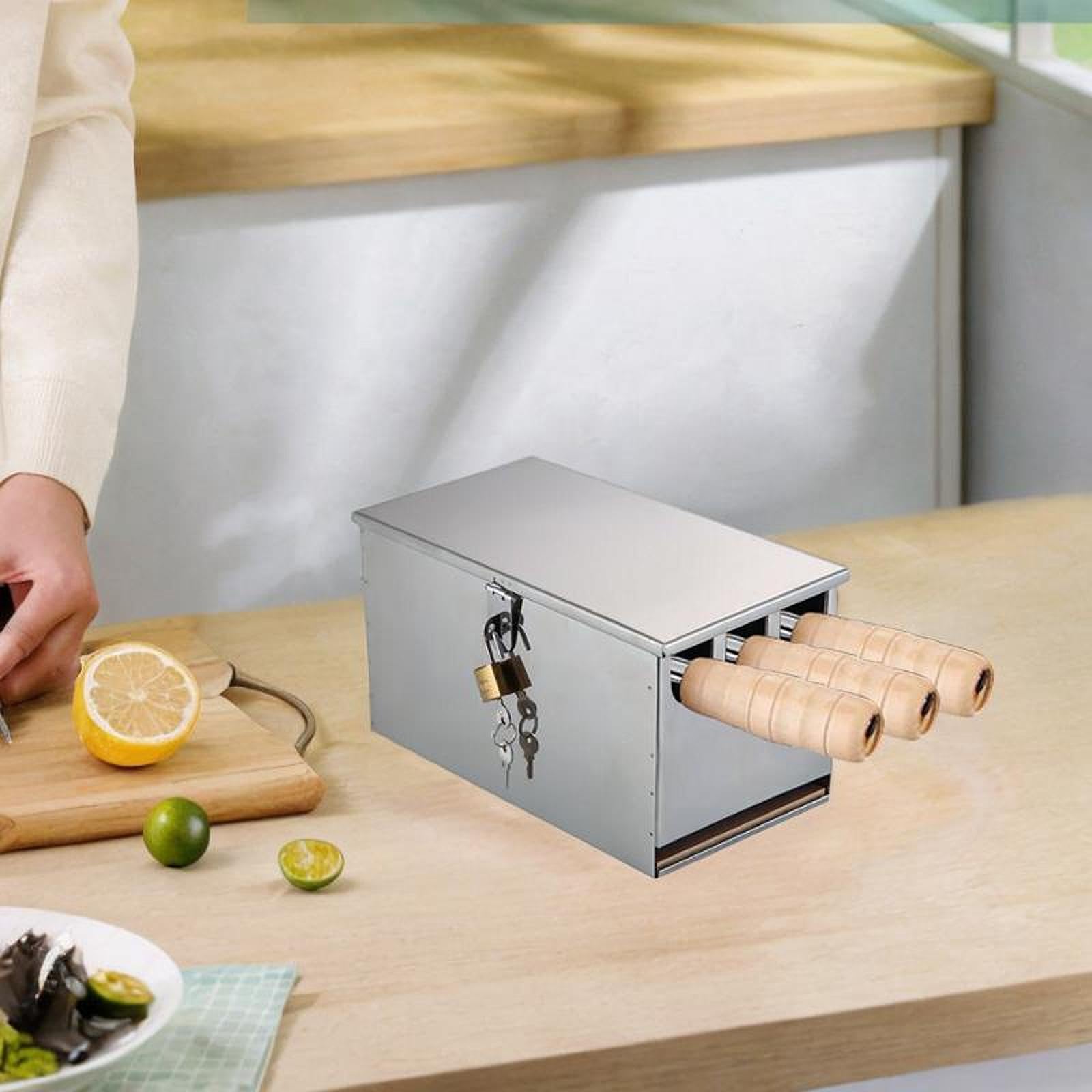 Generic Cutter Stand Storage Organization Multipurpose with Security Lock Chef Knife Case Knife Storage Drawer Organizer for Kitchen, 3 grids