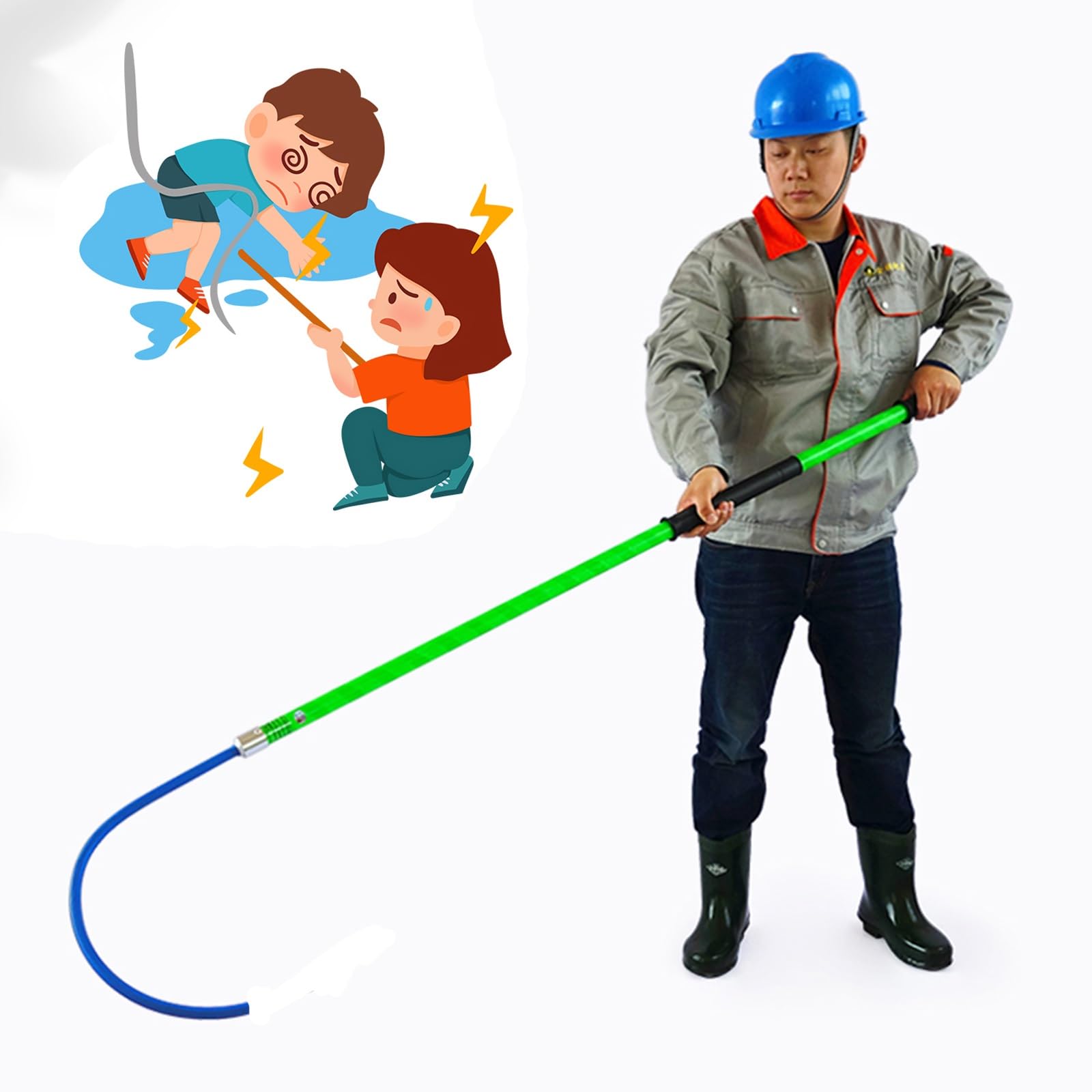 Gancho de Rescate con Barra, Gancho de Rescate Aislado de Alta tensión para Seguridad eléctrica - Protección de Seguridad eléctrica, Tubo de Rescate para electricistas y Salvavidas para Todo