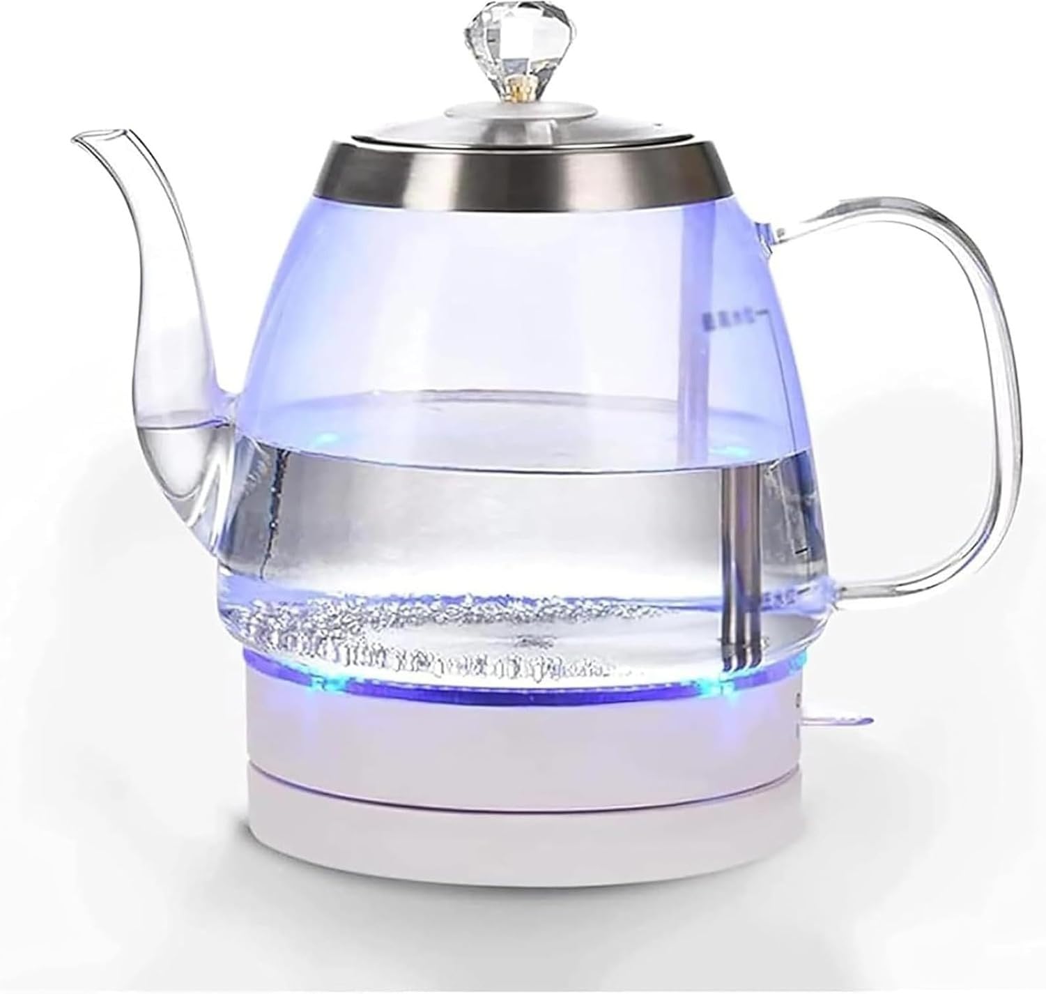 Bollitore Elettrico in Vetro 1.2L Senza Plastica, Piastra in Acciaio Inox
