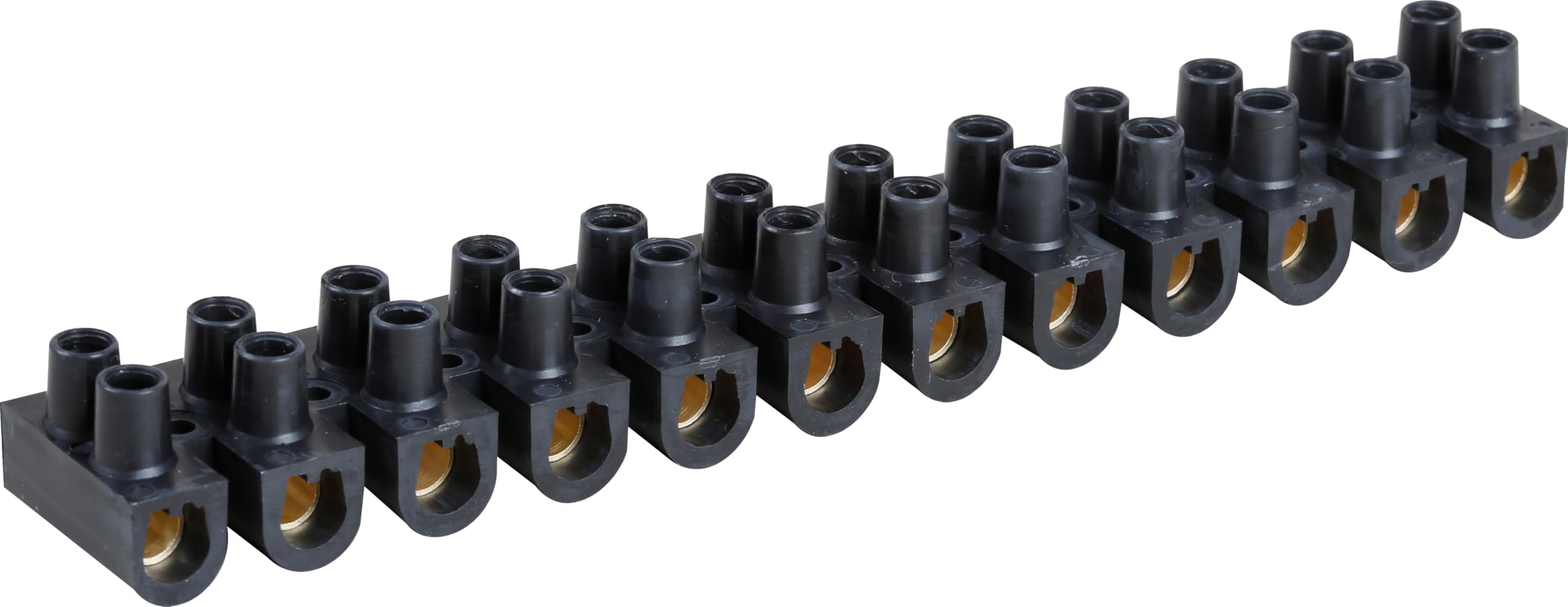 Eur'Ohm - Barrette de connexion 12 plots laiton - 25mm² - 101 A - Noir