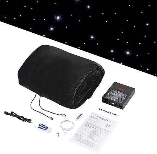 Miniatura 10 de Tela LED de cielo estrellado de 13 x 13 pies con controlador, telón de fondo de escenario LED de 8 canales, cortina de fondo plegable con luz de