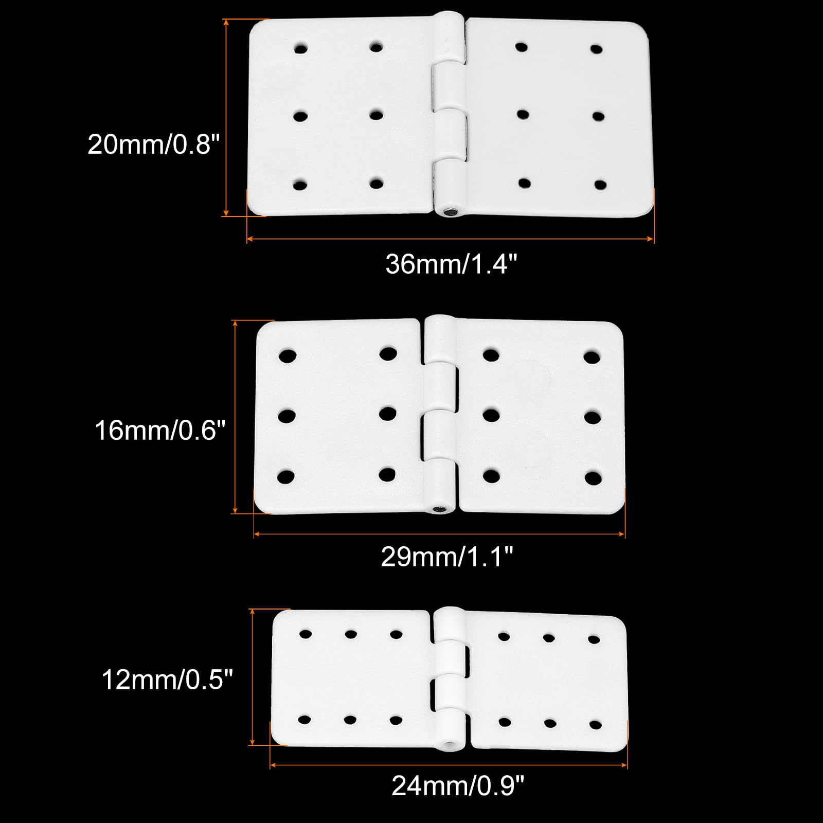 MECCANIXITY RC Hinges 0.9 x 0.5,1.1 x 0.6, 1.4 x 0.8 Inch Adjustable Model Airplane Remote Control Aircraft Wings Parts Square Plastic Loose-Leaf 60 Pcs