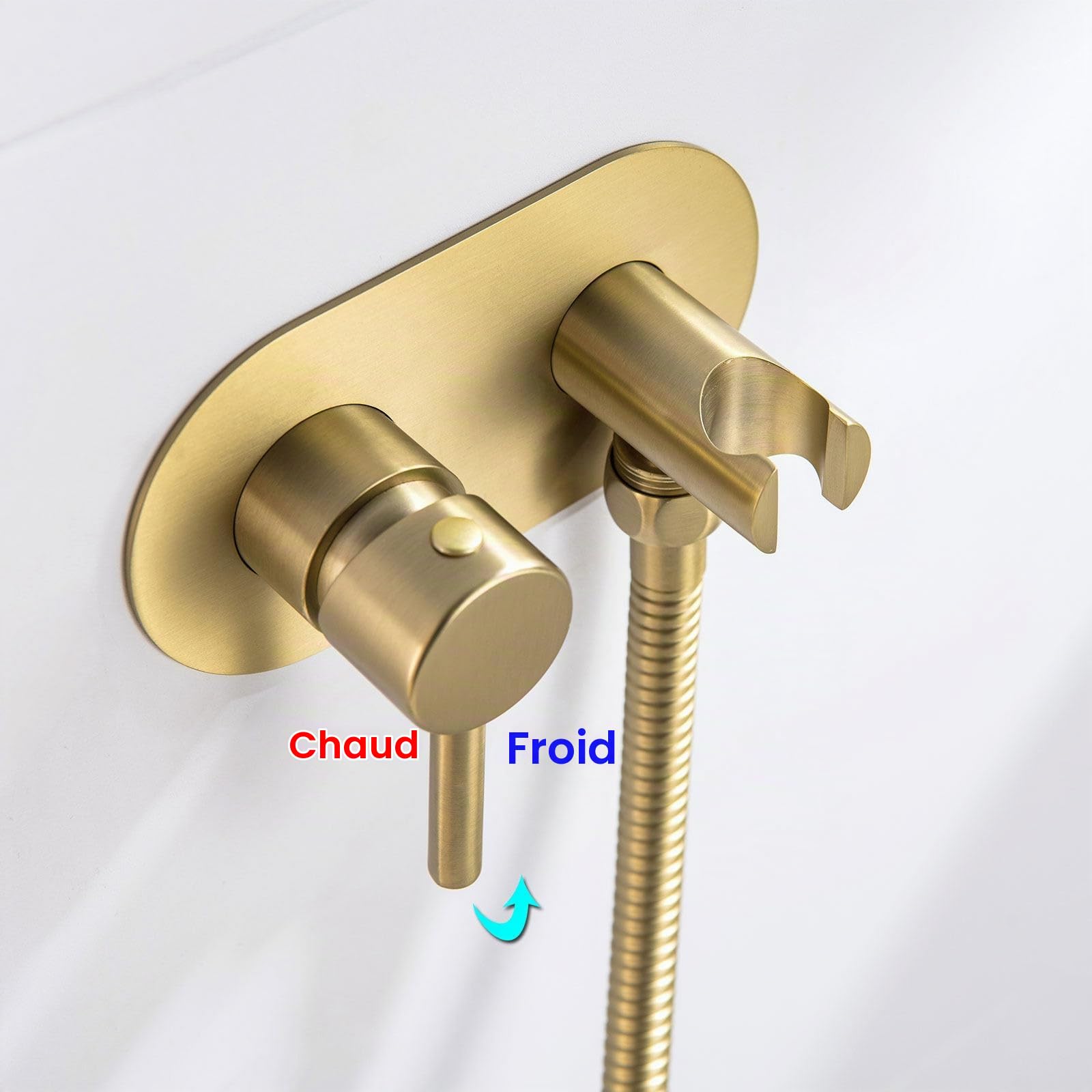 Douche Toilette Encastré Kit, Innovant 2 Modes, 59A Laiton Ensemble Mitigeur pour Eau Chaude et Froide, Tuyau de 1,2m, pour Douche, Salle de Bain, Hygiène, Nettoyage des Couches
