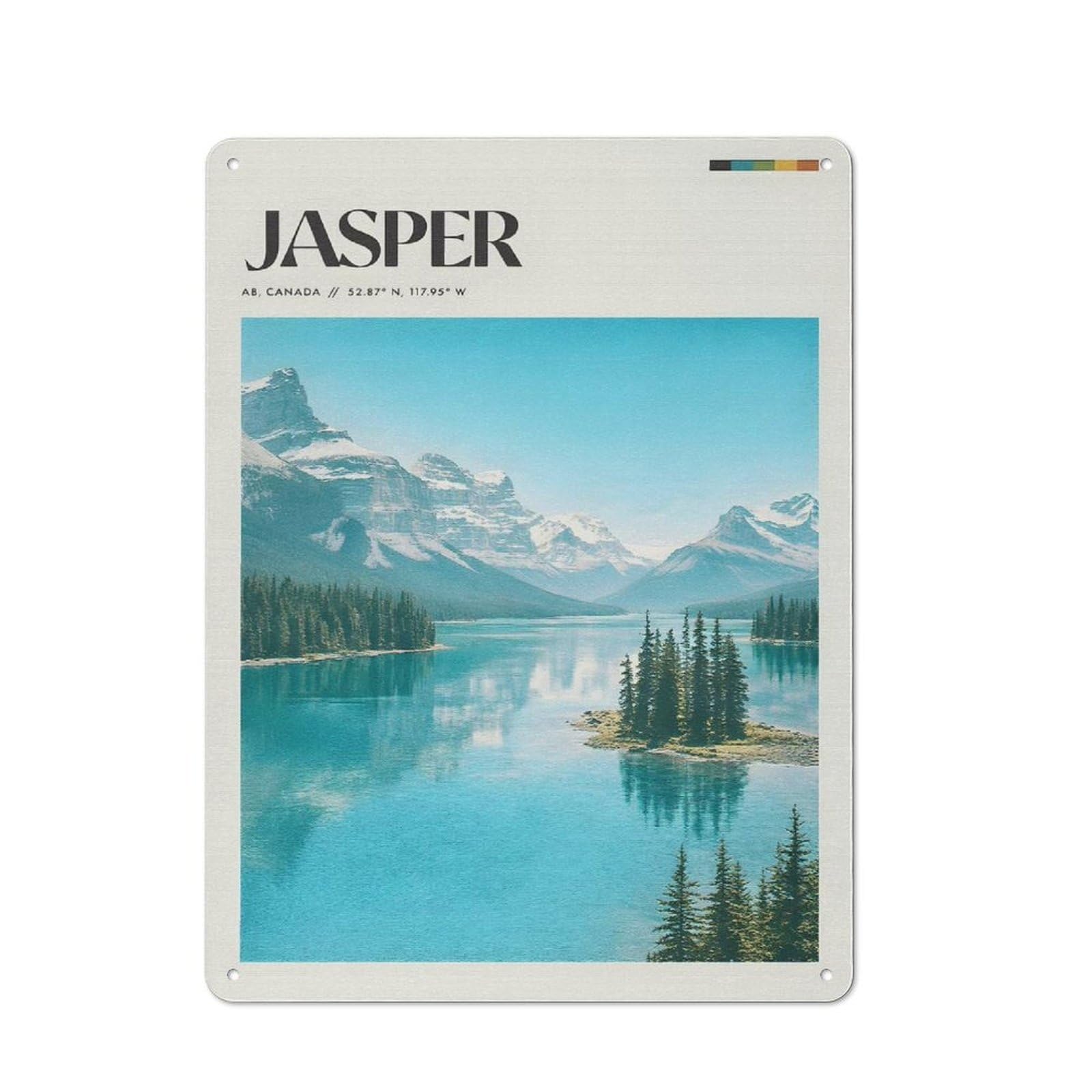 Junmoney Style-12 Cosy Jasper National Park Landscape Metal Plaque 40X30cm, Kitchen Wall Decor For Kitchen, Cafe, Pantry Or Dining Room