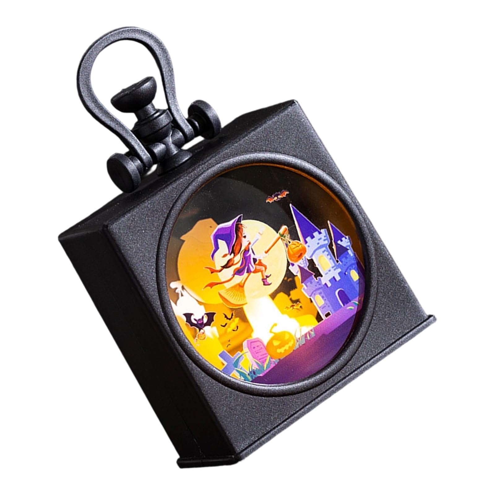 DRTLPMB Halloween Decorative with Warm Light Display, Black Compact Tabletop Decor with Top Loop for Party Entryway Shelf Halloween Decor Lighted Decoration Tabletop Seasonal Window Party Warm