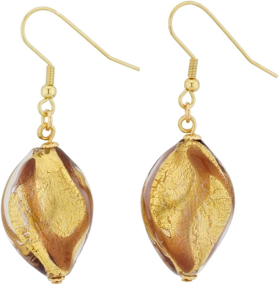 Glass Of Venice Murano Glass Royal Purple Spiral Earrings