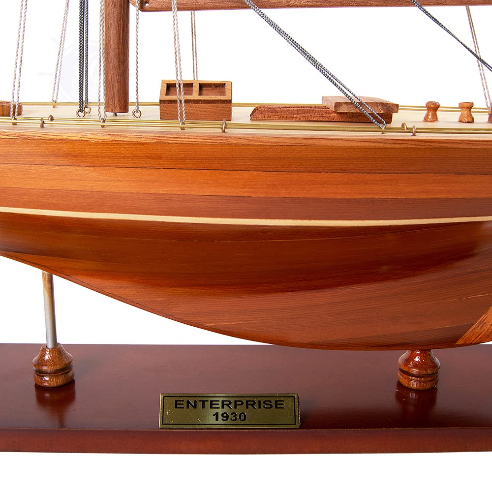 Old Modern Handicrafts Our Enterprise Yacht Model - Premium Quality Wood Model - Museum Quality Finish - 25.0L x 5.0W x 32.0H Inches