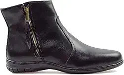 Bota Feminina em Couro, Cano Curto, Com Zíper Lateral, Montaria, Country e Texana, 33-40