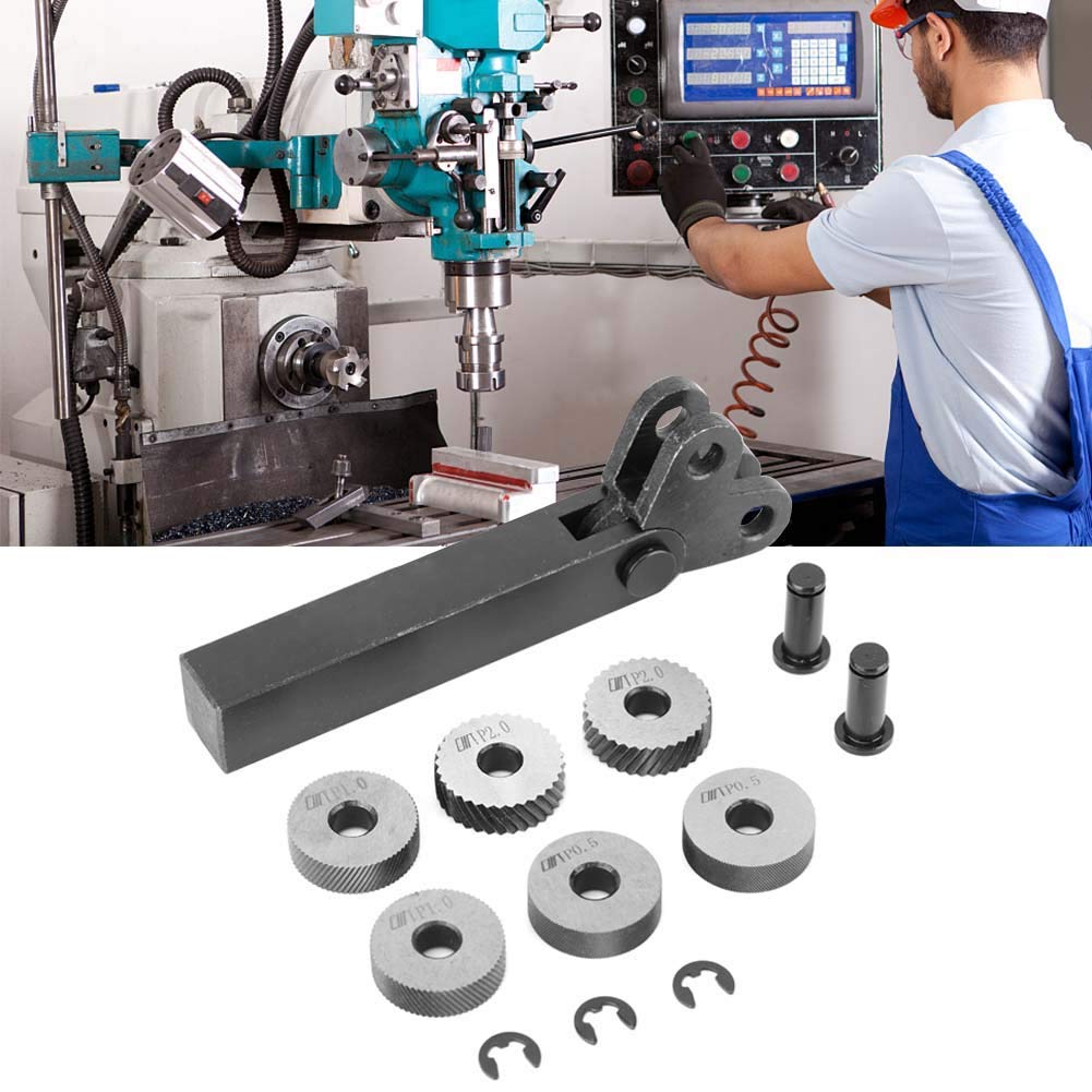 Outil de Moletage en Acier 7 Pièces, Godrone 0.5/1/2Mm Diagonale Double Roue Linéaire Moletage Ensemble Tour Cutter Machine