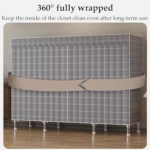 Miniatura 5 de Armarios grandes Armario portátil Armario con marco de acero para dormitorio con cubierta de tela gruesa Armario fácil de montar Armario ahorro de