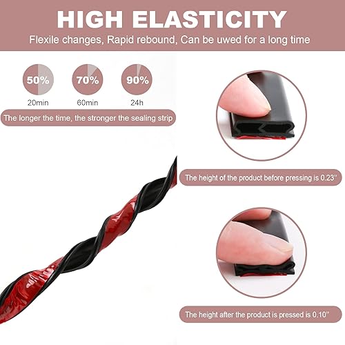 Miniatura 3 de Tira de sellado de 0.78 pulgadas para puertasventanas, sellos de respaldo autoadhesivos (de 110 pulgadas a 1150 pulgadas), tira de sellado de 49