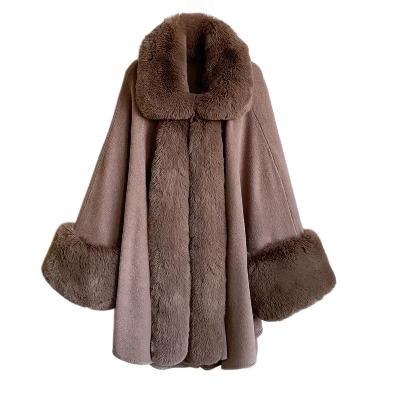 2026 Inverno Donna Faux Fur Scialle Mantello Lavorato A Maglia,Elegante Abito Da Sera Scialle Cappotto,Caldo Prom Party Open Front Mantello Poncho