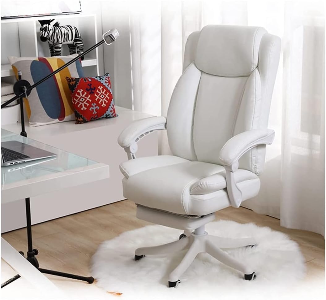 Amazon.co.jp デスクチェア オフィスチェア 事務椅子 ハイバックオフィスリクライニングチェアワークチェアスイベルコンピュートエグゼクティブデスクチェアフットレスト付き背もたれ傾斜