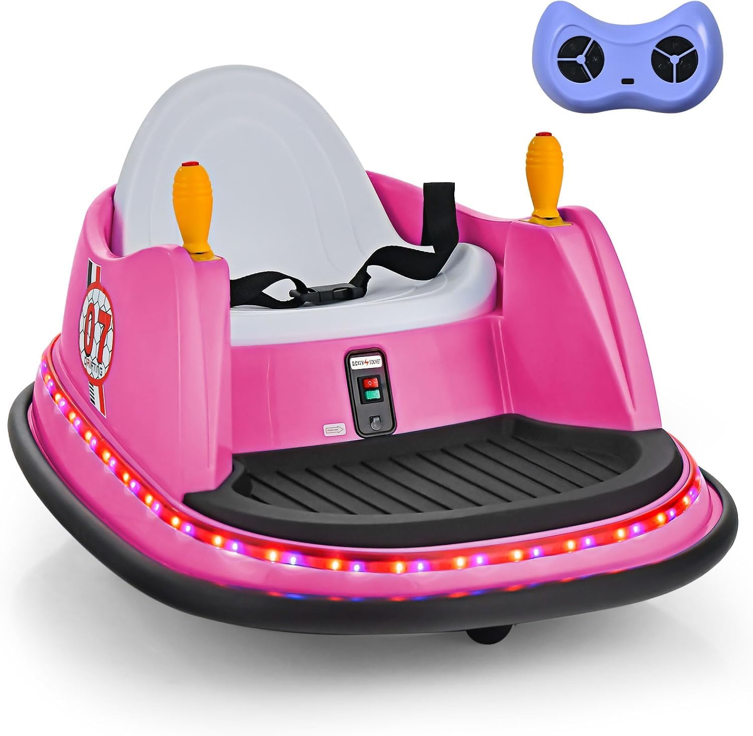 Toddler Bumper Car, 6V Battery Powered Baby Ride on Bumper Car, Dual Joysticks, Flashing LED Light & 360 Degree Spin, Electric Vehicle Ride on Toys w/Remote Control, Gift for Boys Girls (Pink)