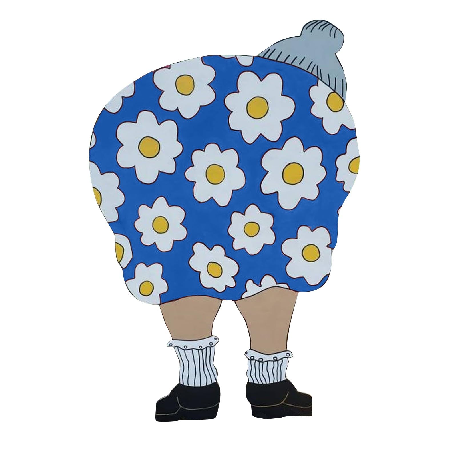 Old Lady Bending Down Yard Sign Outdoor Art Summer Decor Yard Art Chocolate