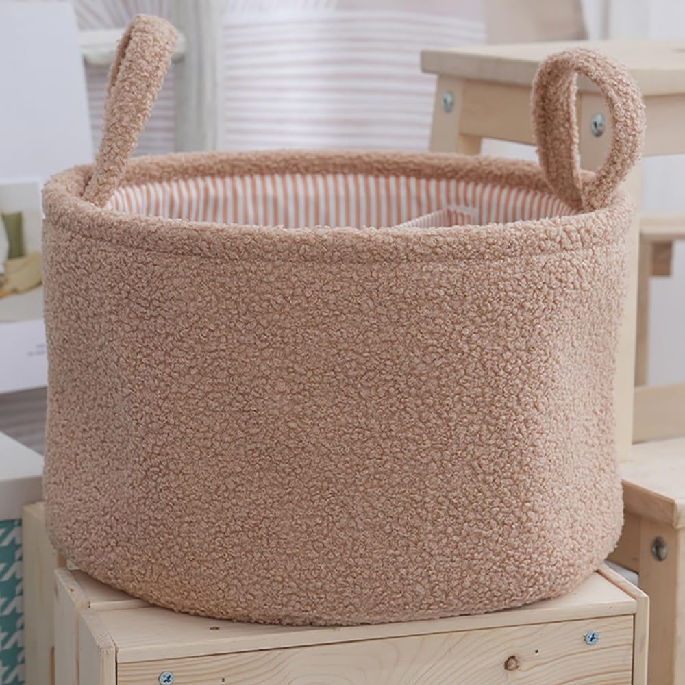 MOMIGO Baby Diaper Caddy Organizer - Stylish Round Shape Nursery Storage Basket for Diapers and Baby Wipes, Diaper Stacker Car Organizer, newborn nursery Gift (White)