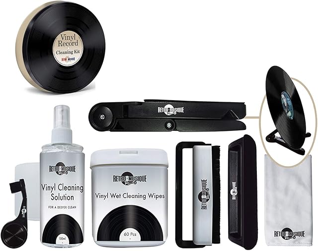 Retro Musique Complete Vinyl Record Cleaning Kit, Housed in a Retro Metal Tin. Includes Everything You Could Possibly need! Carbon Fibre Anti Static Brush, Micro Fibre Brush, Stylus Brush, and more